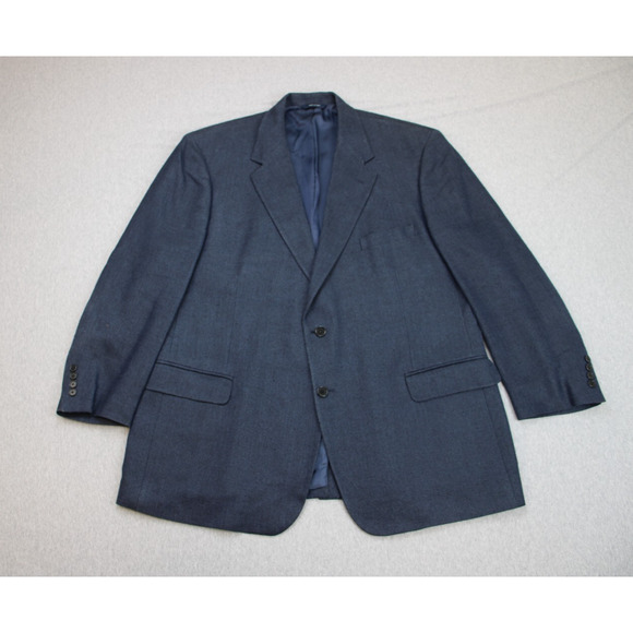 Brooks Brothers Blazer Mens 48R Navy Blue Herringbone 2 Button Wool Silk Linen - Picture 1 of 11